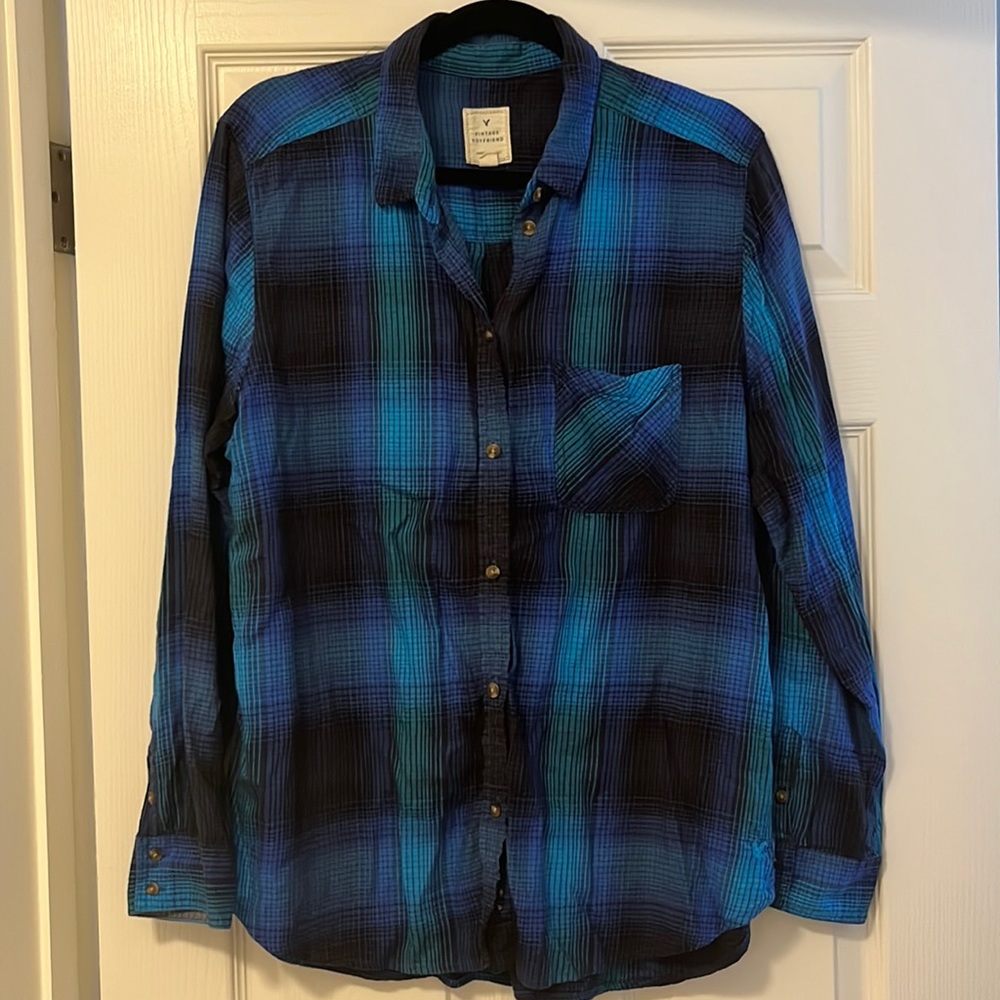 “Vintage Boyfriend” Plaid Button Down